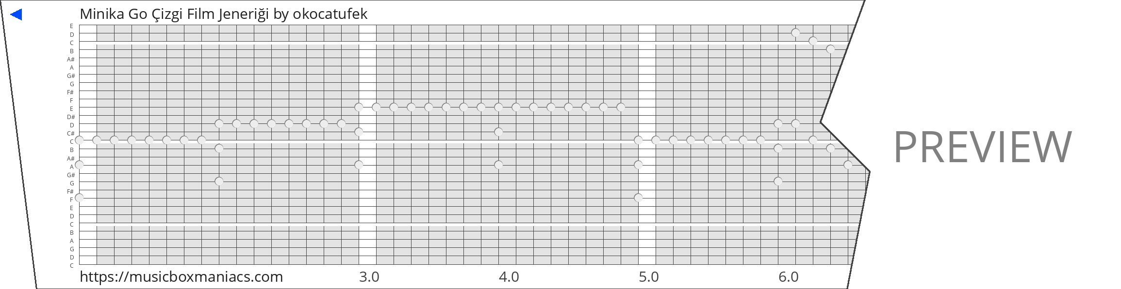 Minika Go Çizgi Film Jeneriği 30 note music box paper strip