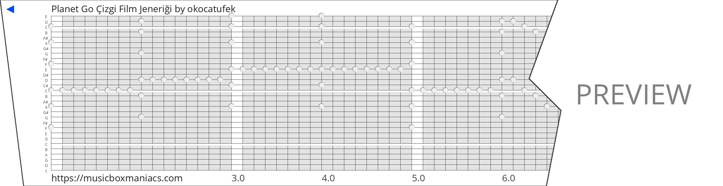Planet Go Çizgi Film Jeneriği 30 note music box paper strip
