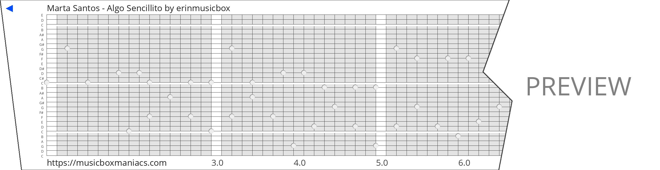 Marta Santos - Algo Sencillito 30 note music box paper strip