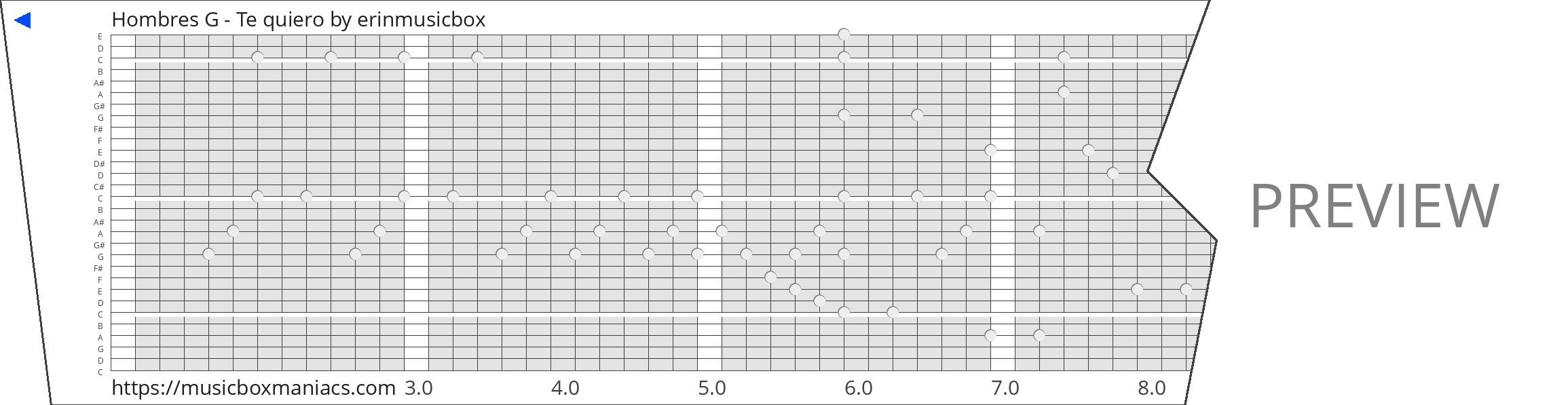 Hombres G - Te quiero 30 note music box paper strip