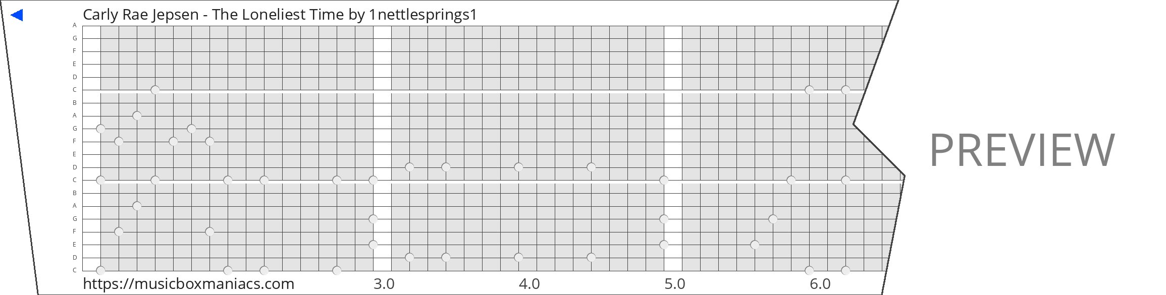 Carly Rae Jepsen - The Loneliest Time 20 note music box paper strip