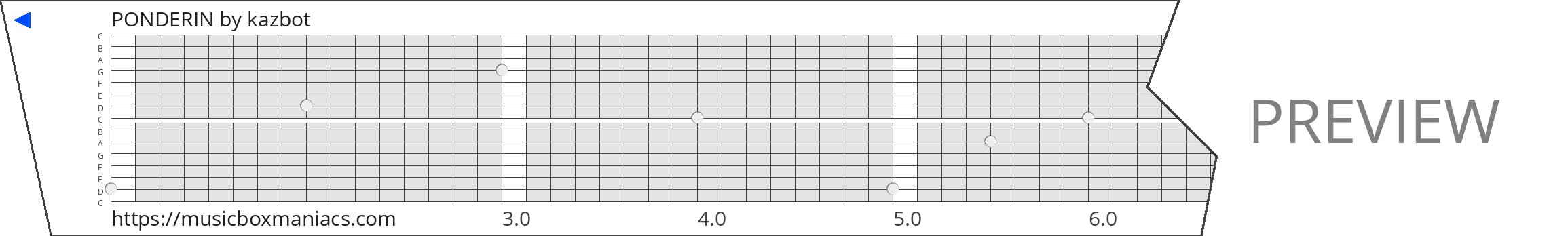 PONDERIN 15 note music box paper strip