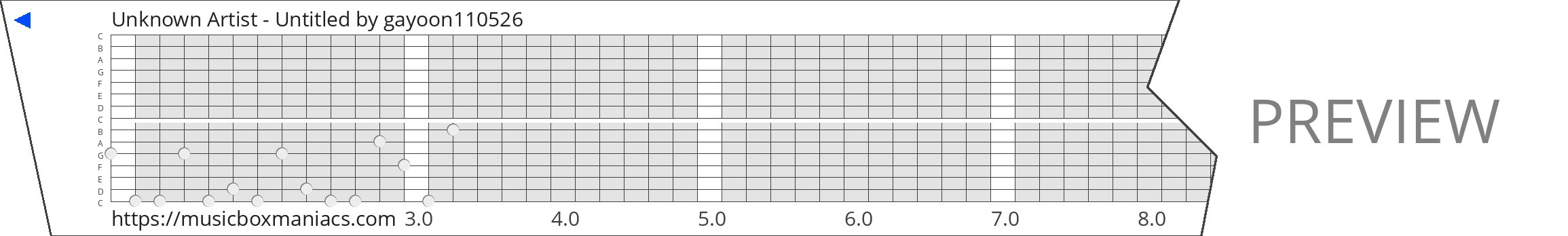 Unknown Artist - Untitled 15 note music box paper strip