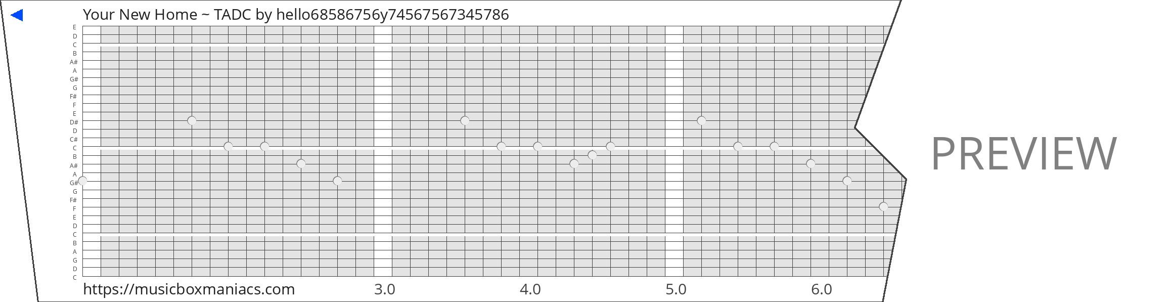 Your New Home ~ TADC 30 note music box paper strip