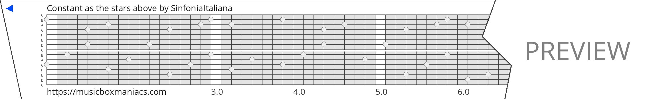 Constant as the stars above 15 note music box paper strip