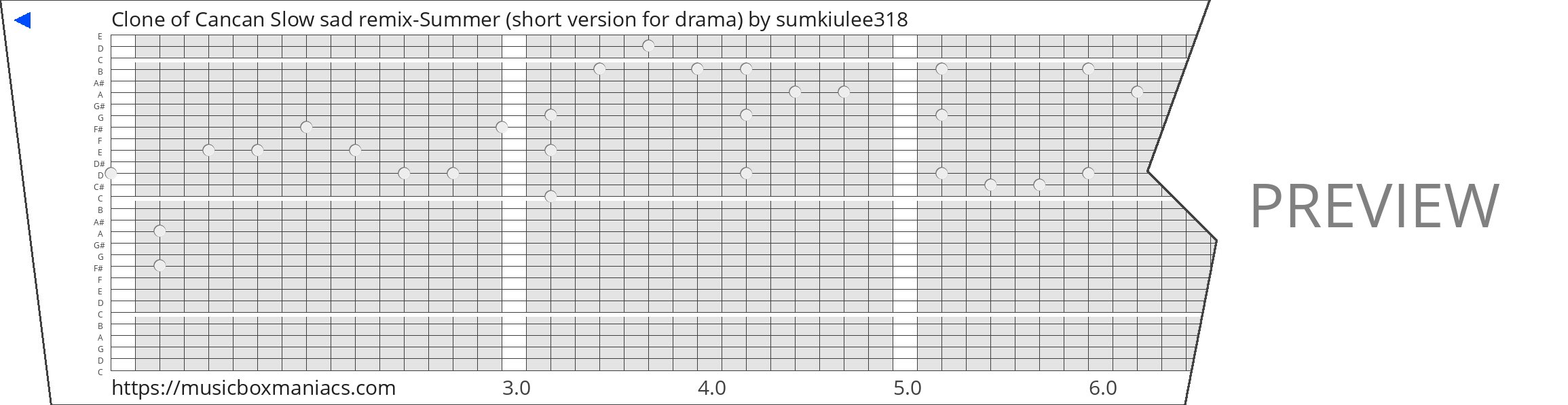 Clone of Cancan Slow sad remix-Summer (short version for drama) 30 note music box paper strip