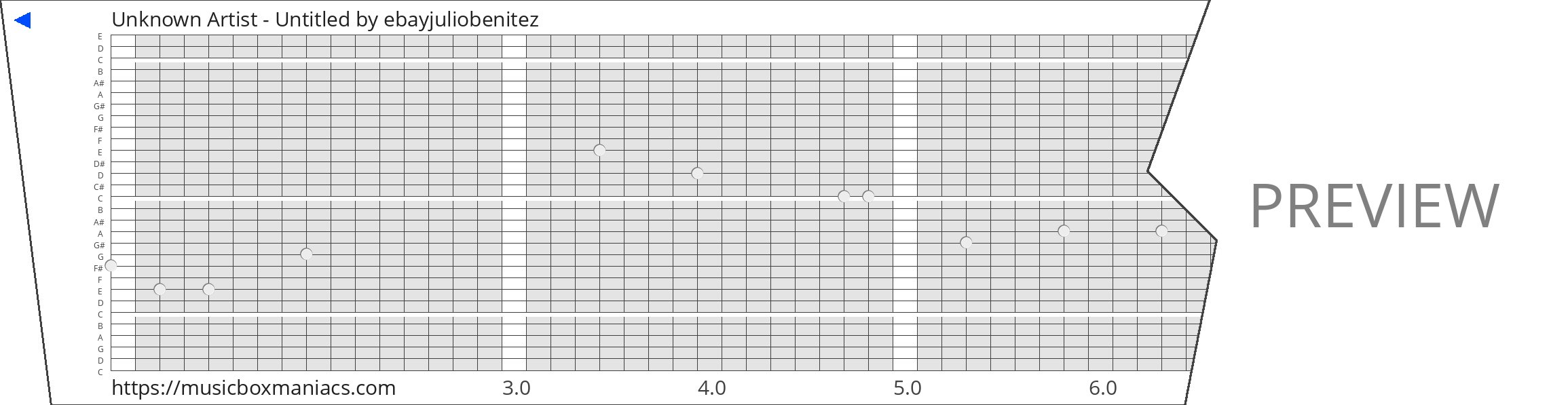 Unknown Artist - Untitled 30 note music box paper strip