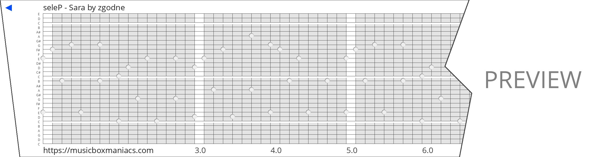 seleP - Sara 30 note music box paper strip