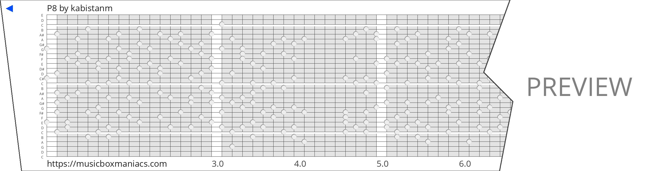 P8 30 note music box paper strip