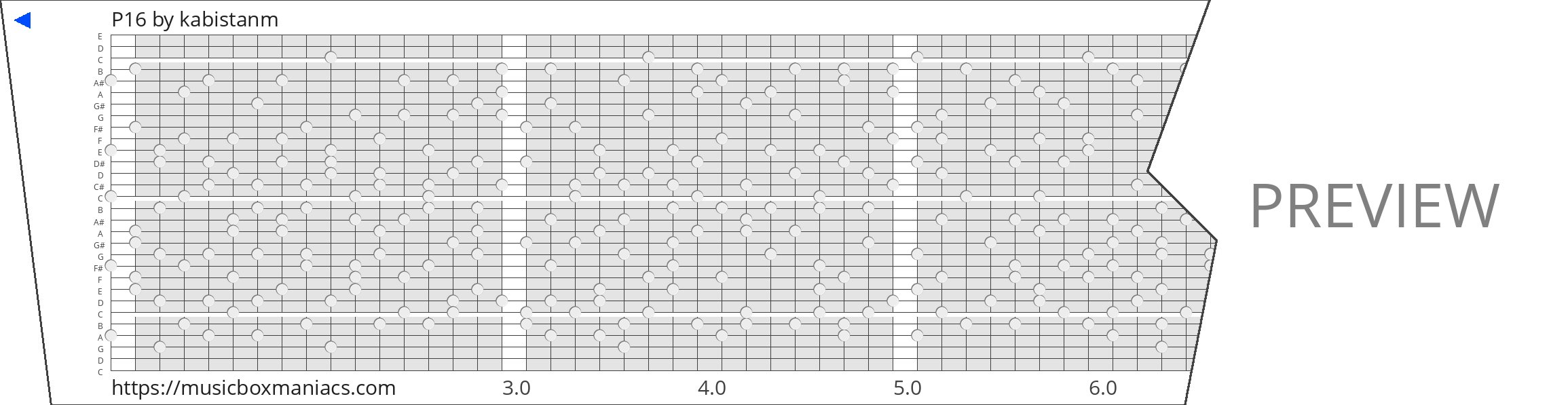 P16 30 note music box paper strip