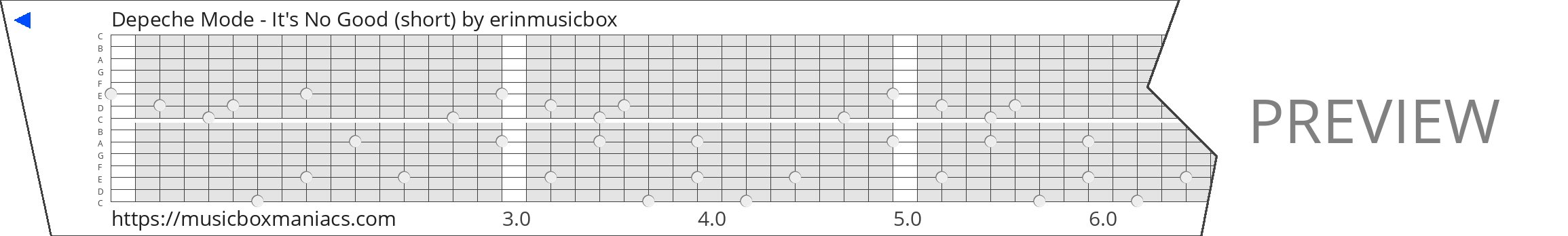 Depeche Mode - It's No Good (short) 15 note music box paper strip