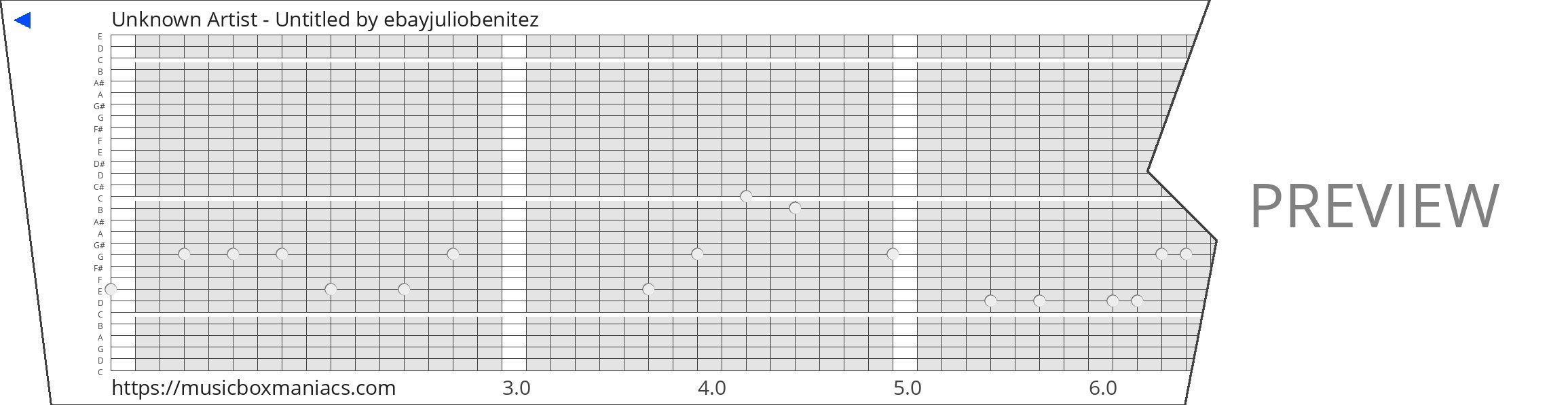 Unknown Artist - Untitled 30 note music box paper strip