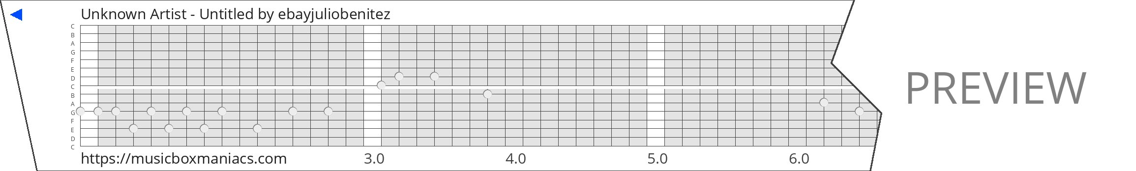 Unknown Artist - Untitled 15 note music box paper strip