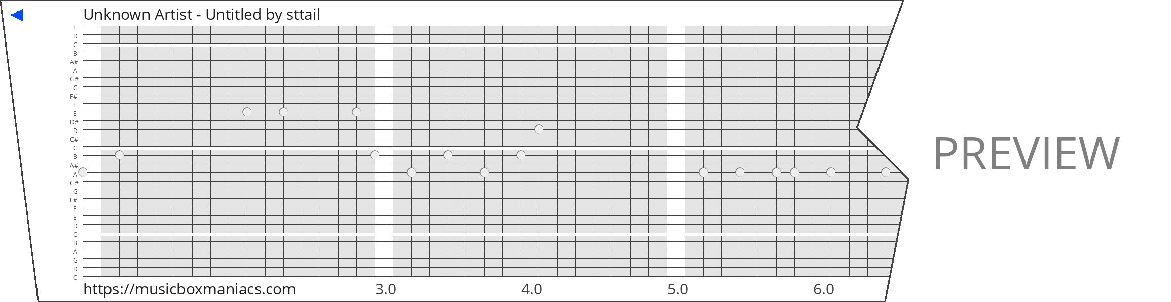 Unknown Artist - Untitled 30 note music box paper strip