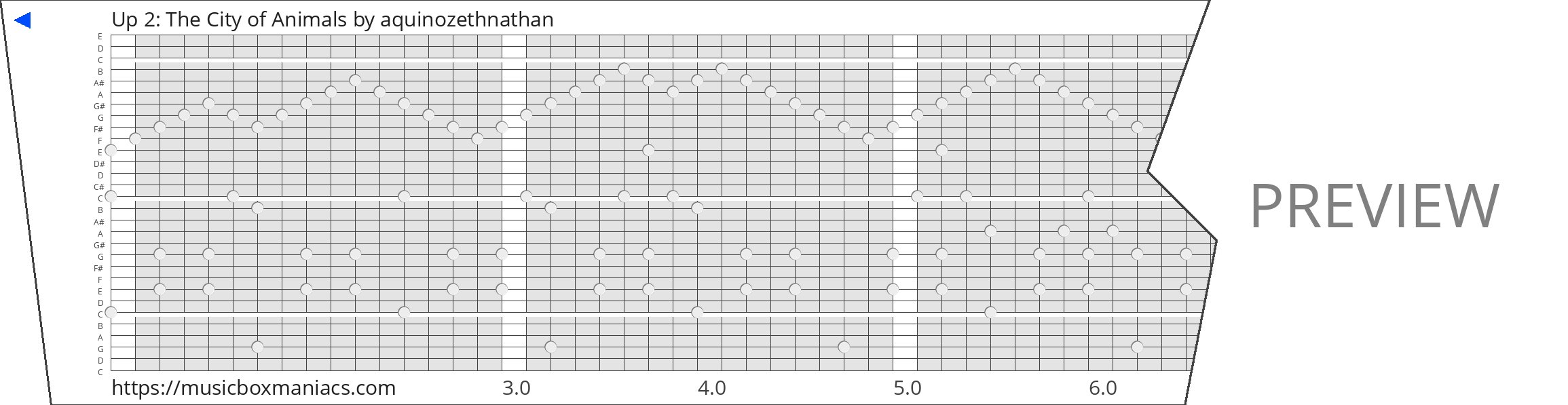 Up 2: The City of Animals 30 note music box paper strip