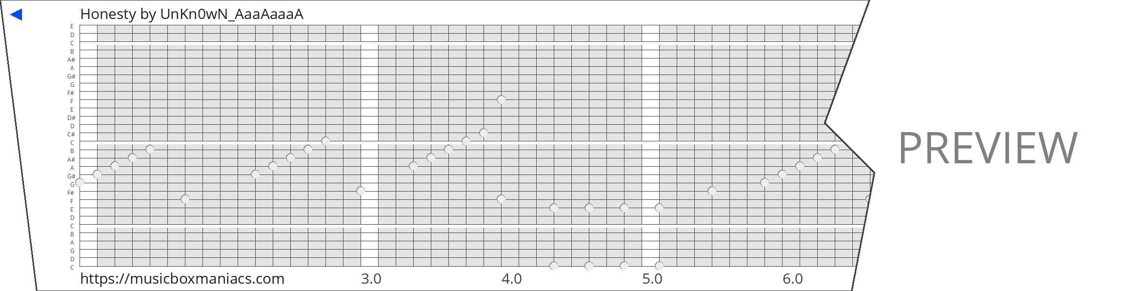 Honesty 30 note music box paper strip