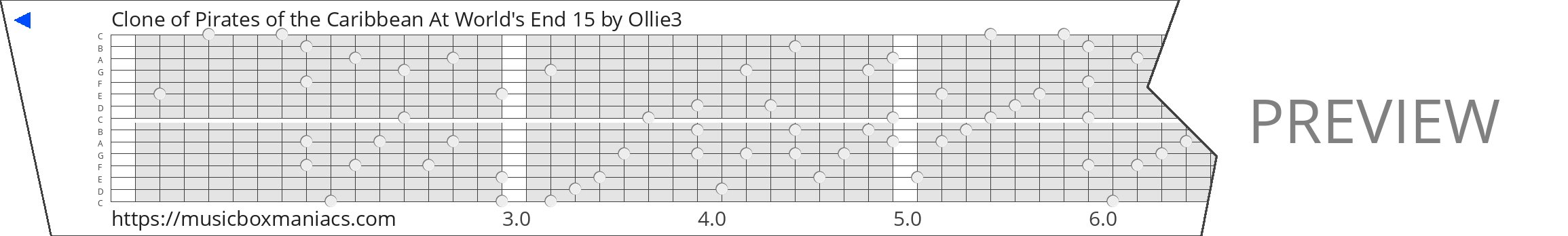 Clone of Pirates of the Caribbean At World's End 15 15 note music box paper strip