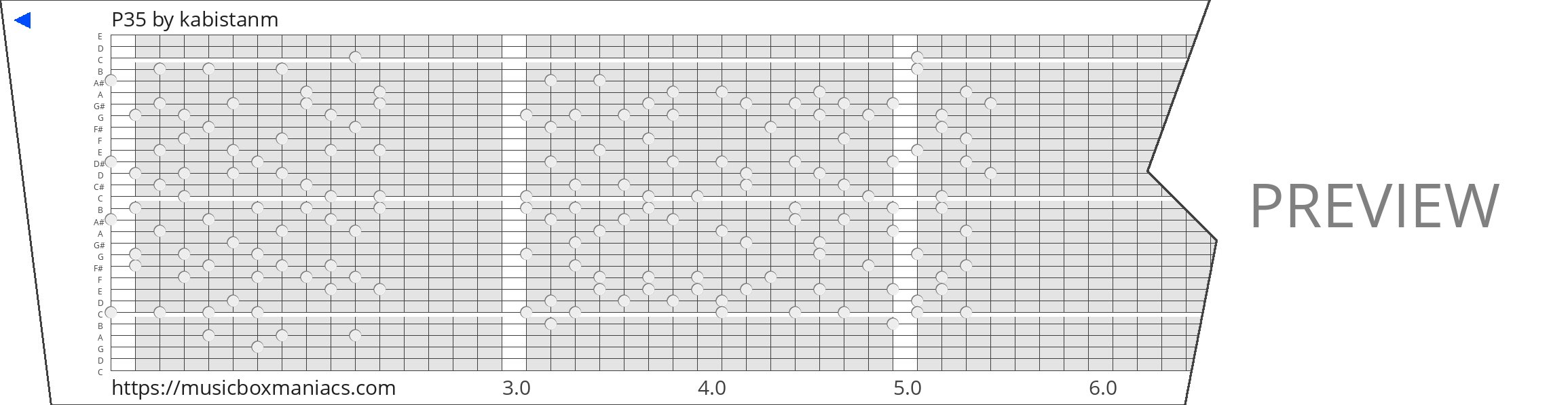 P35 30 note music box paper strip