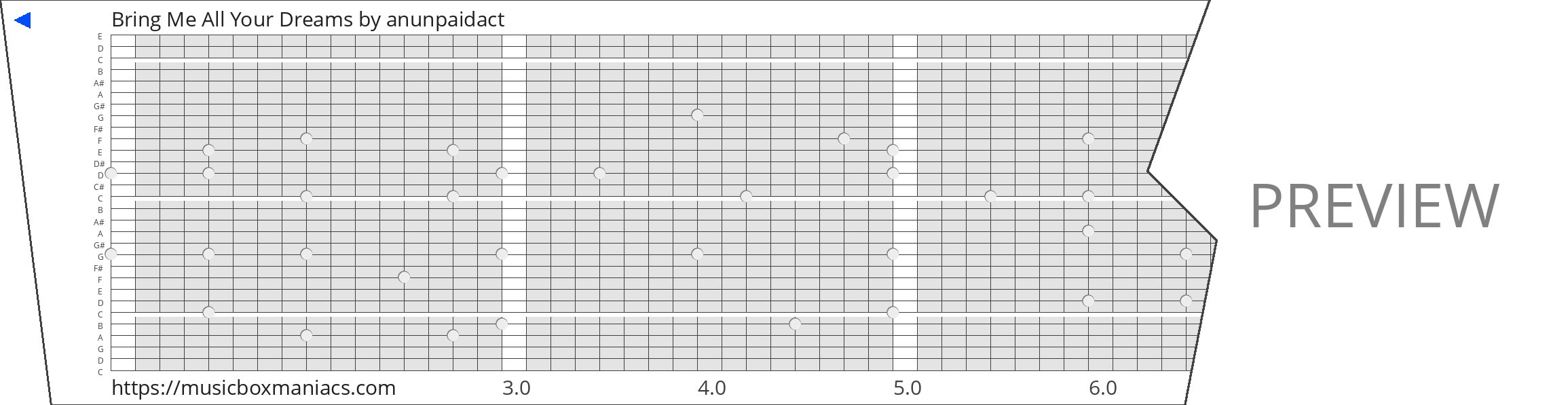 Bring Me All Your Dreams 30 note music box paper strip