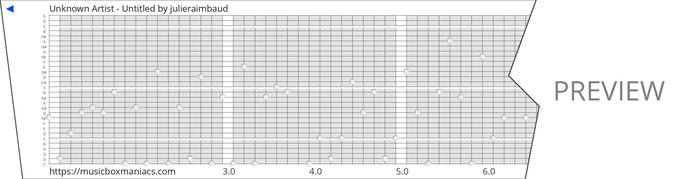 Unknown Artist - Untitled 30 note music box paper strip