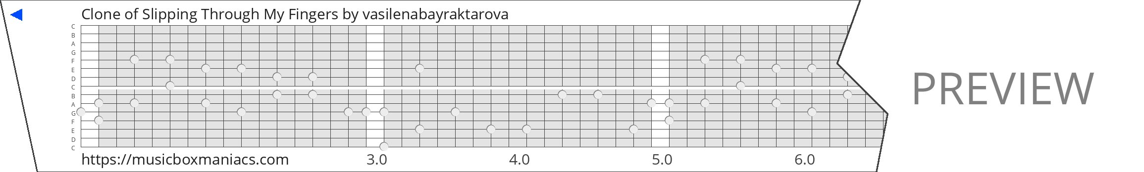 Clone of Slipping Through My Fingers 15 note music box paper strip