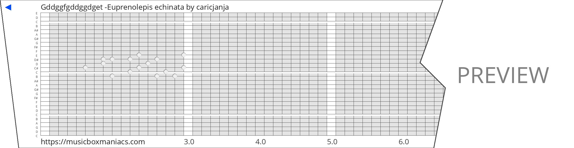 Gddggfgddggdget -Euprenolepis echinata 30 note music box paper strip