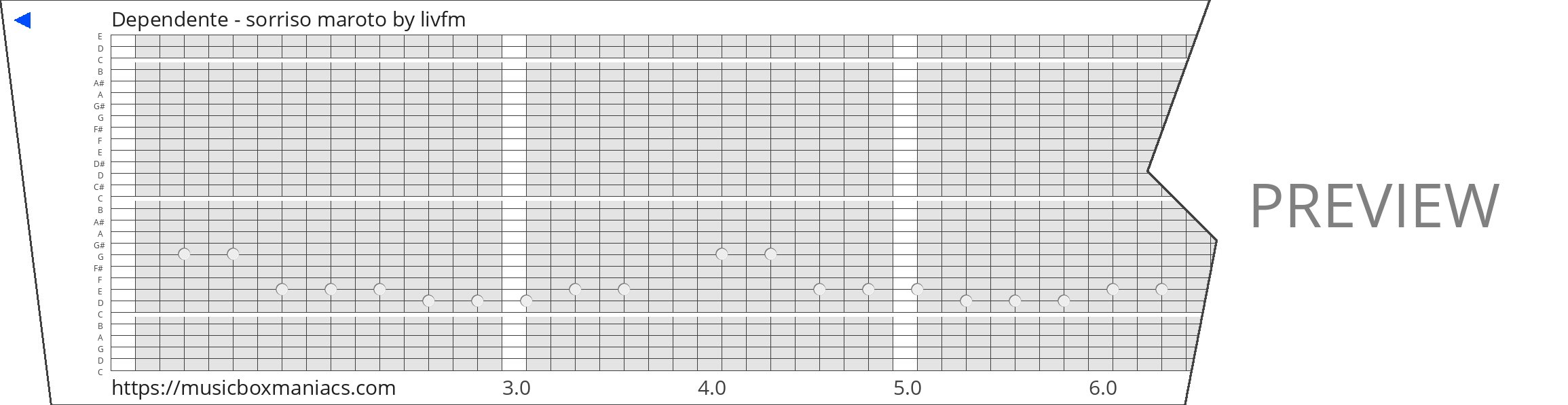 Dependente - sorriso maroto 30 note music box paper strip