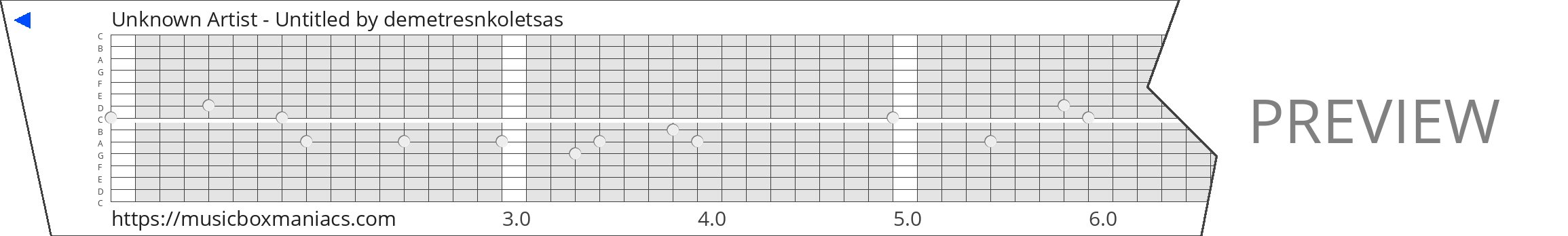 Unknown Artist - Untitled 15 note music box paper strip