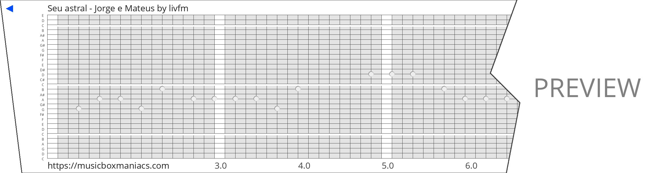 Seu astral - Jorge e Mateus 30 note music box paper strip