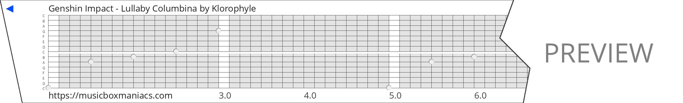 Genshin Impact - Lullaby Columbina 15 note music box paper strip