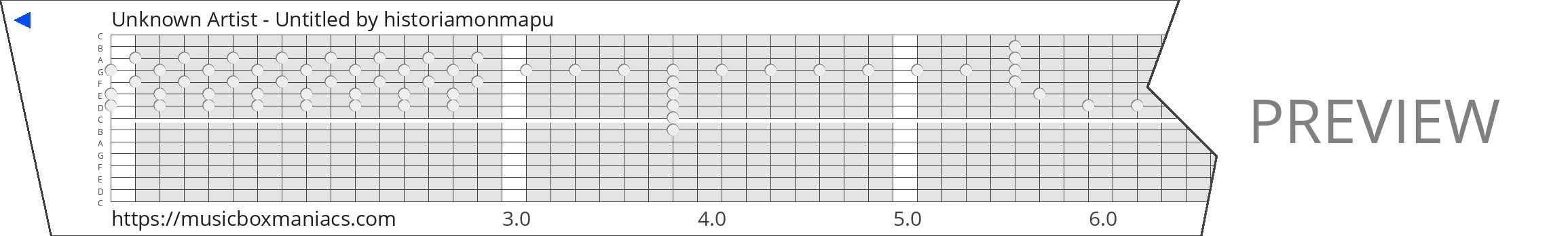 Unknown Artist - Untitled 15 note music box paper strip