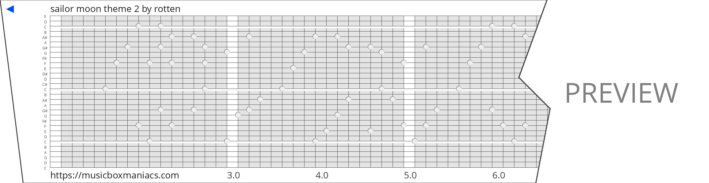 sailor moon theme 2 30 note music box paper strip