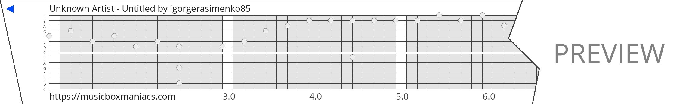 Unknown Artist - Untitled 15 note music box paper strip