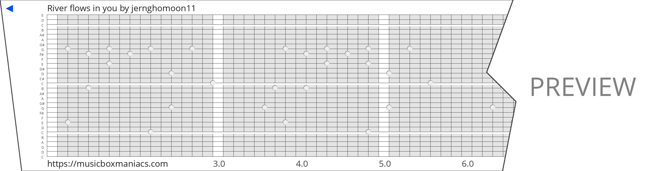 River flows in you 30 note music box paper strip
