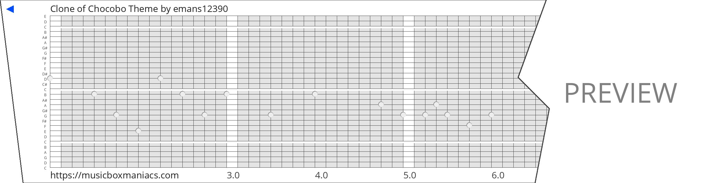 Clone of Chocobo Theme 30 note music box paper strip