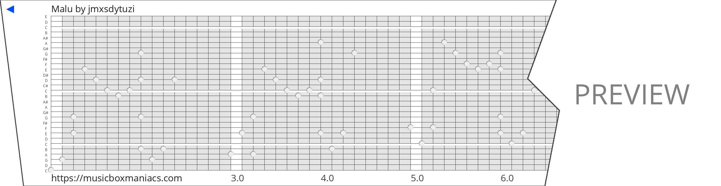 Malu 30 note music box paper strip