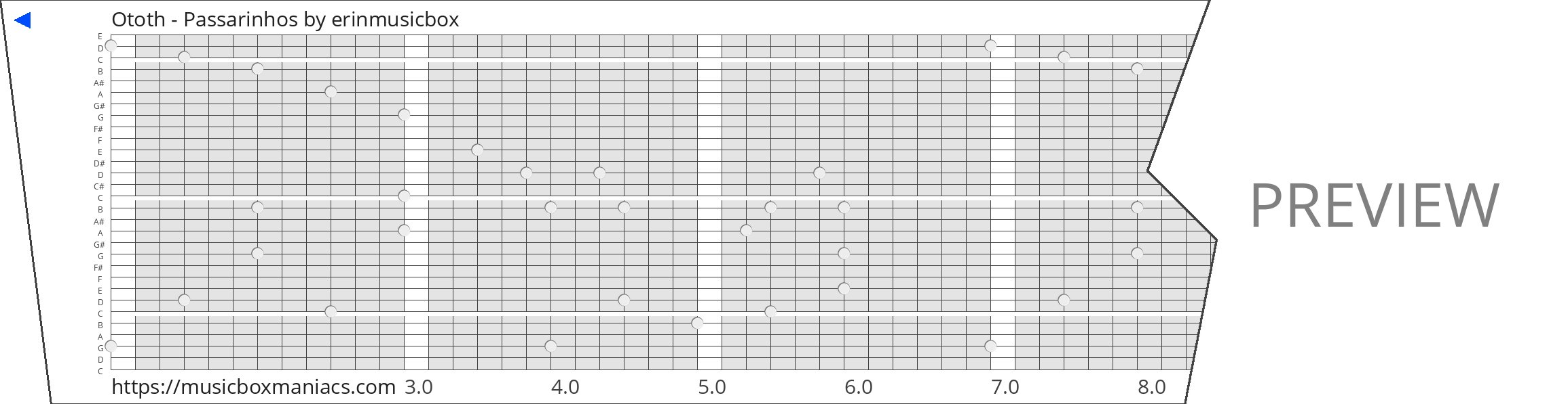 Ototh - Passarinhos 30 note music box paper strip
