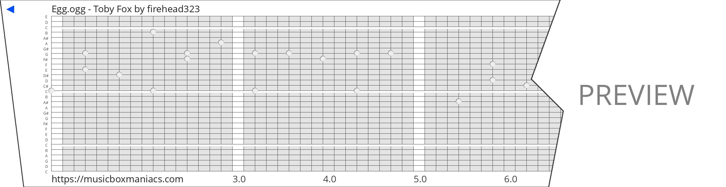 Egg.ogg - Toby Fox 30 note music box paper strip