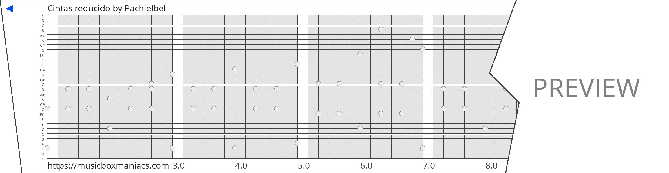 Cintas reducido 30 note music box paper strip