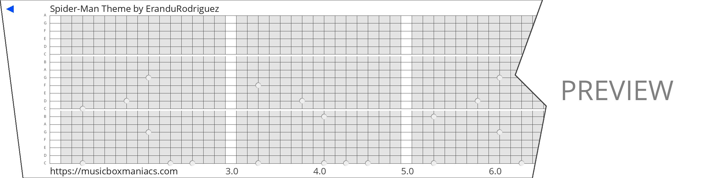 Spider-Man Theme 20 note music box paper strip