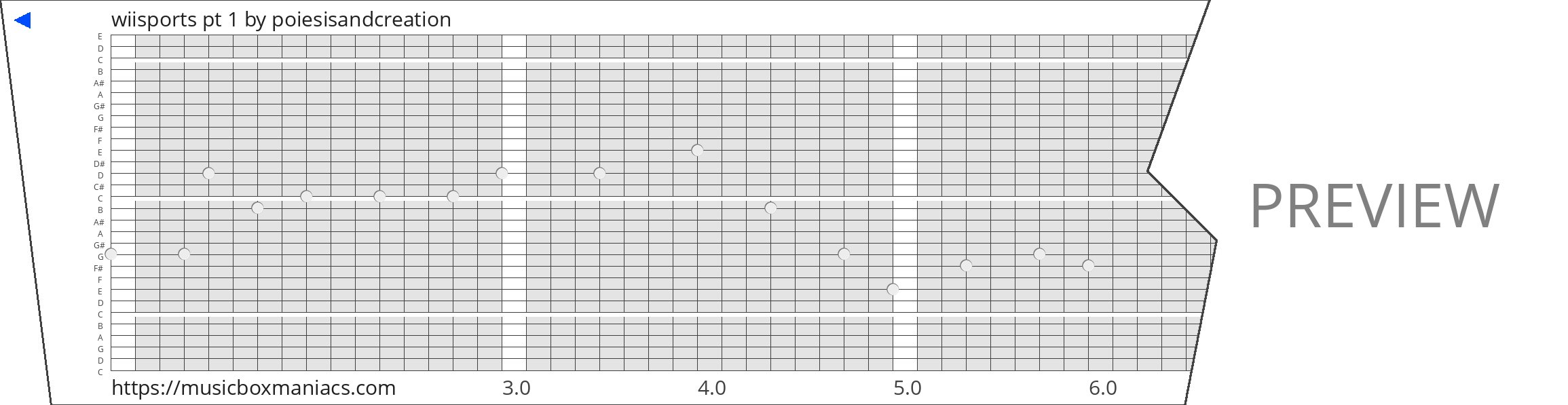 wiisports pt 1 30 note music box paper strip