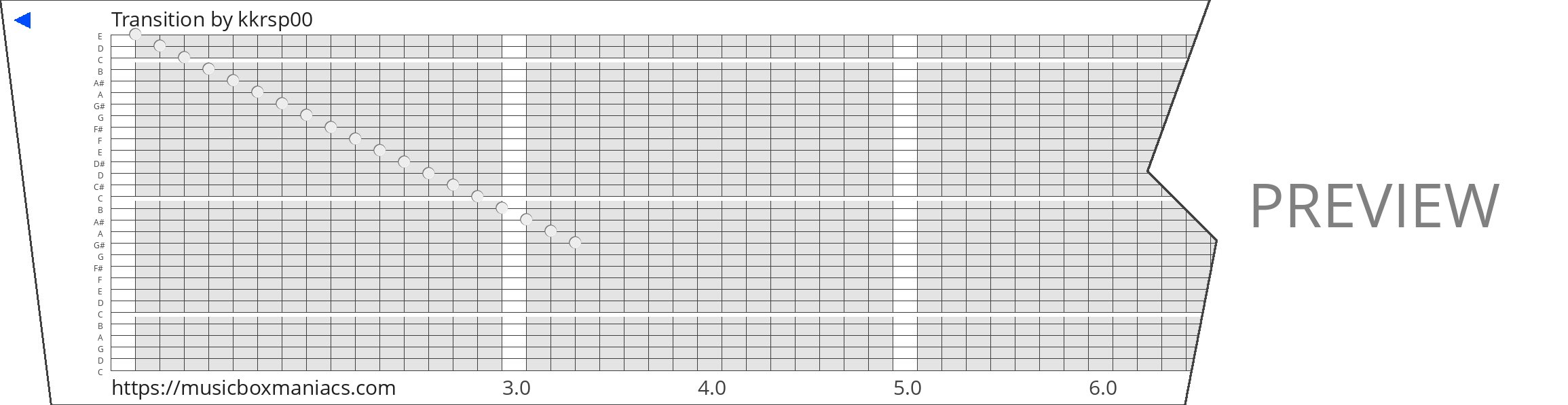 Transition 30 note music box paper strip