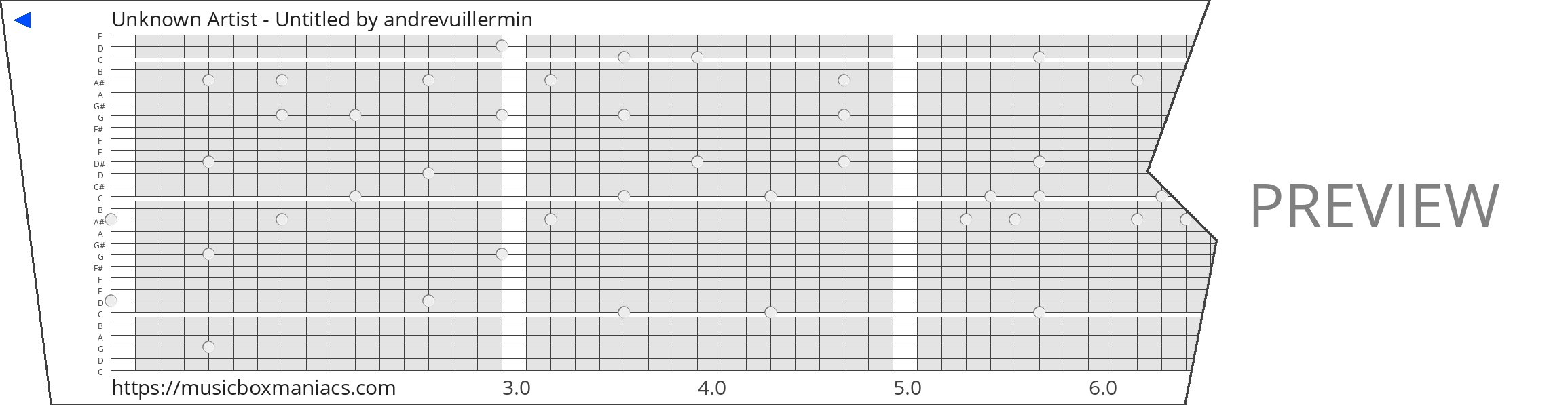 Unknown Artist - Untitled 30 note music box paper strip