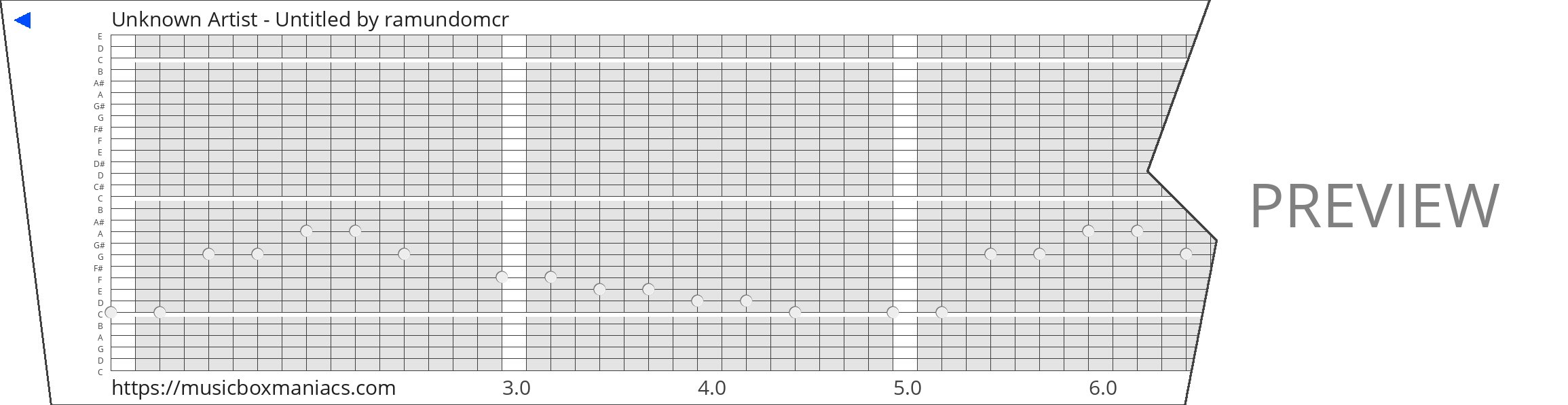 Unknown Artist - Untitled 30 note music box paper strip