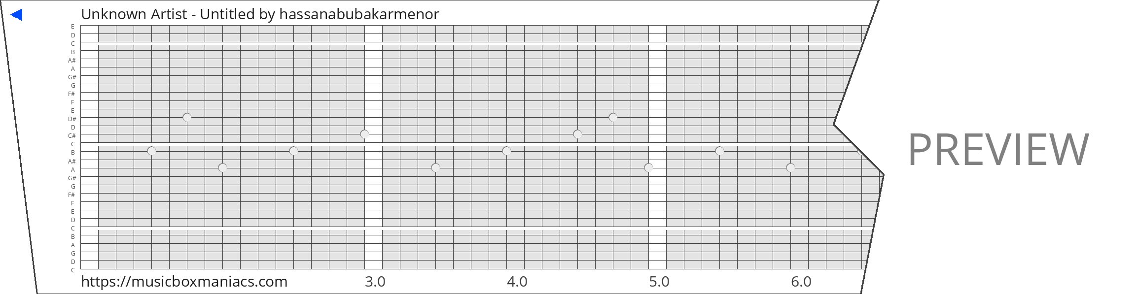 Unknown Artist - Untitled 30 note music box paper strip