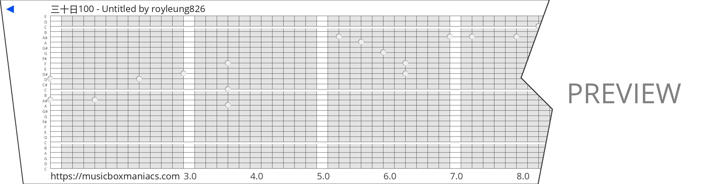 三十日100 - Untitled 30 note music box paper strip
