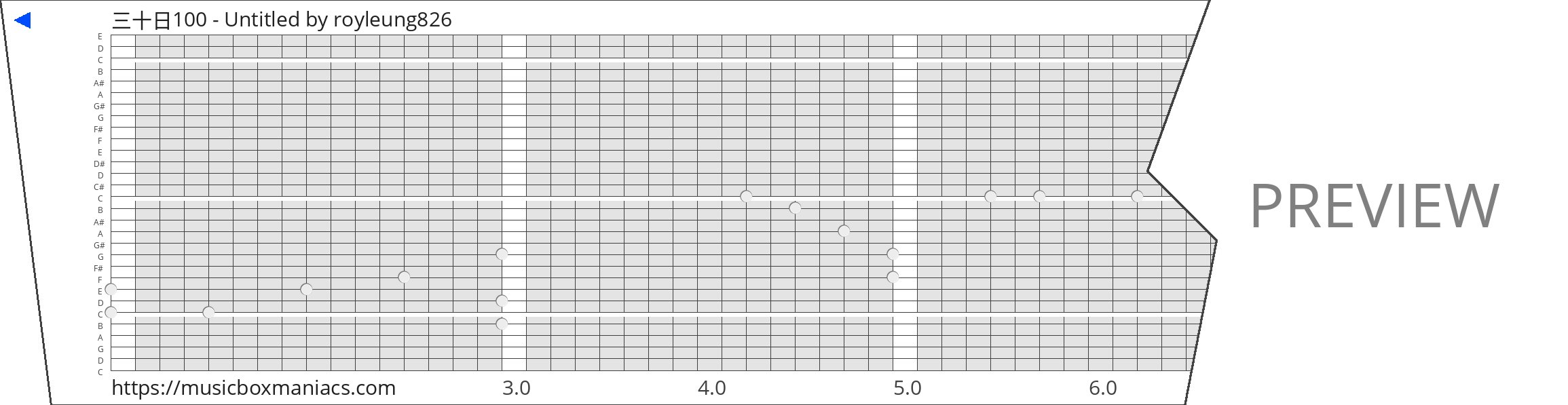 三十日100 - Untitled 30 note music box paper strip
