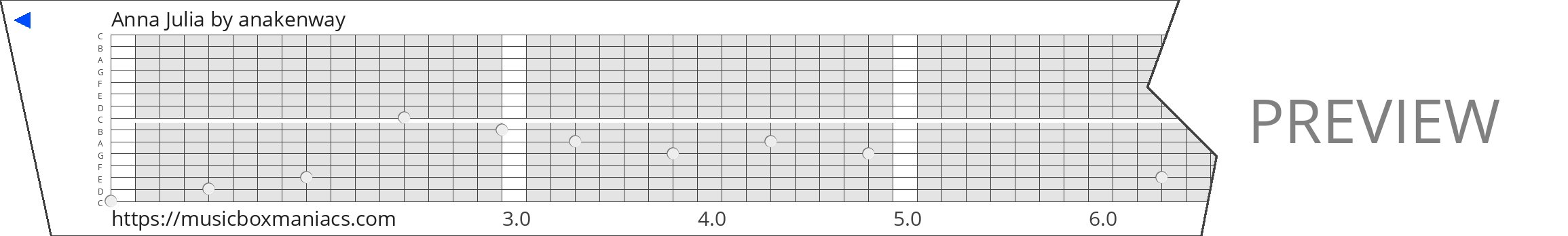Anna Julia 15 note music box paper strip