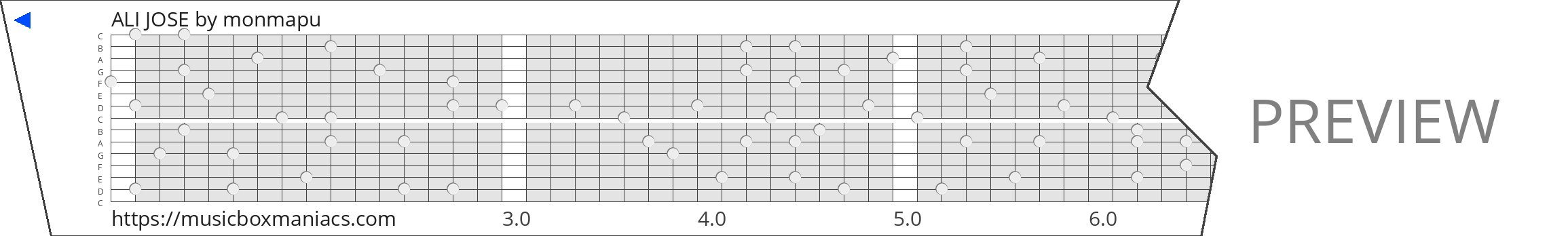 ALI JOSE 15 note music box paper strip