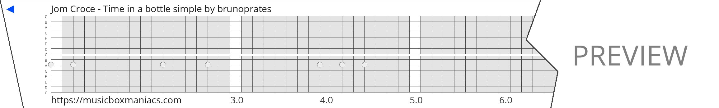 Jom Croce - Time in a bottle simple 15 note music box paper strip